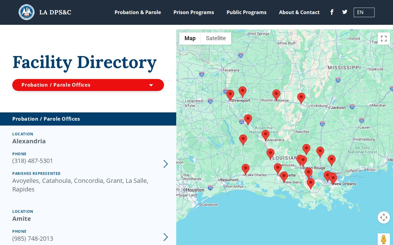 Claiborne Parish parole and probation office directory